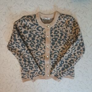Cropped Leopard Print Cardigan